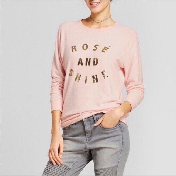 Grayson Threads ROSE AND SHINE Pullover Shirt Pink & Gold Soft  Women Sz Small - Picture 1 of 11